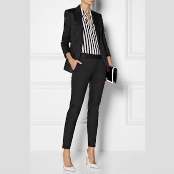 Theory Testra 2B Sevona Stretch Wool Classic Crop Pants Black 10 - Picture 1 of 8